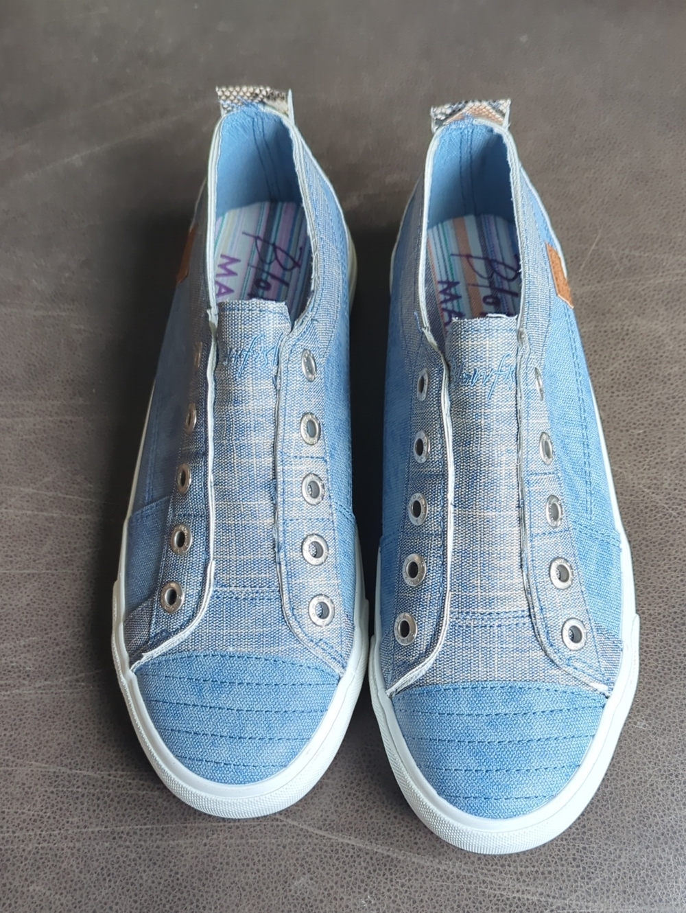 New Never Worn Sz 10 Blowfish Malibu Slip-On Denim, snakeskin Sneakers